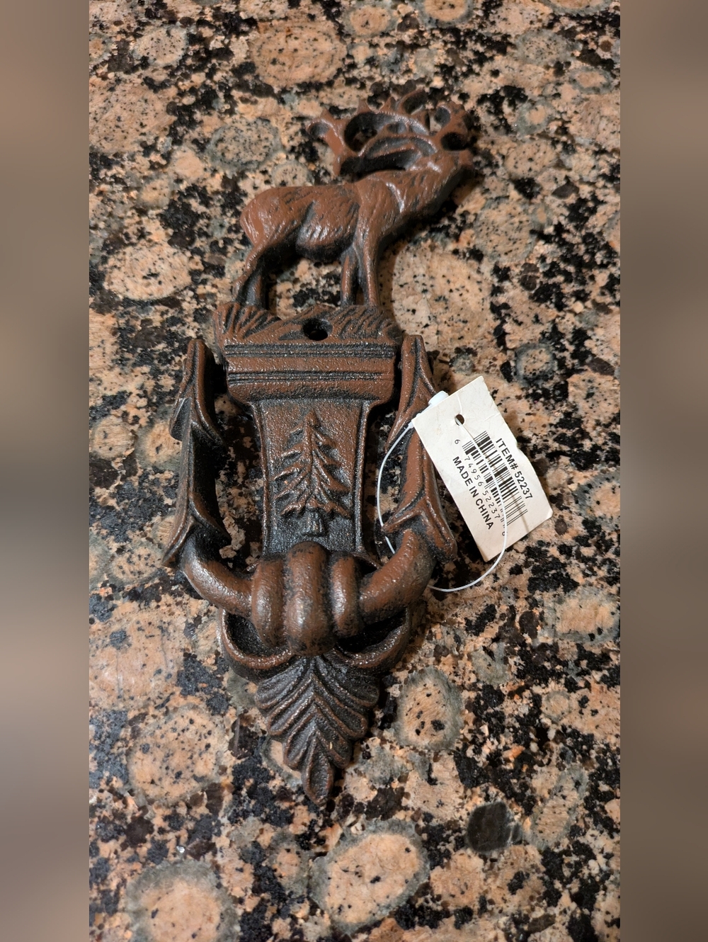 Decorative Cast Iron Door Knocker in Rustic Brown